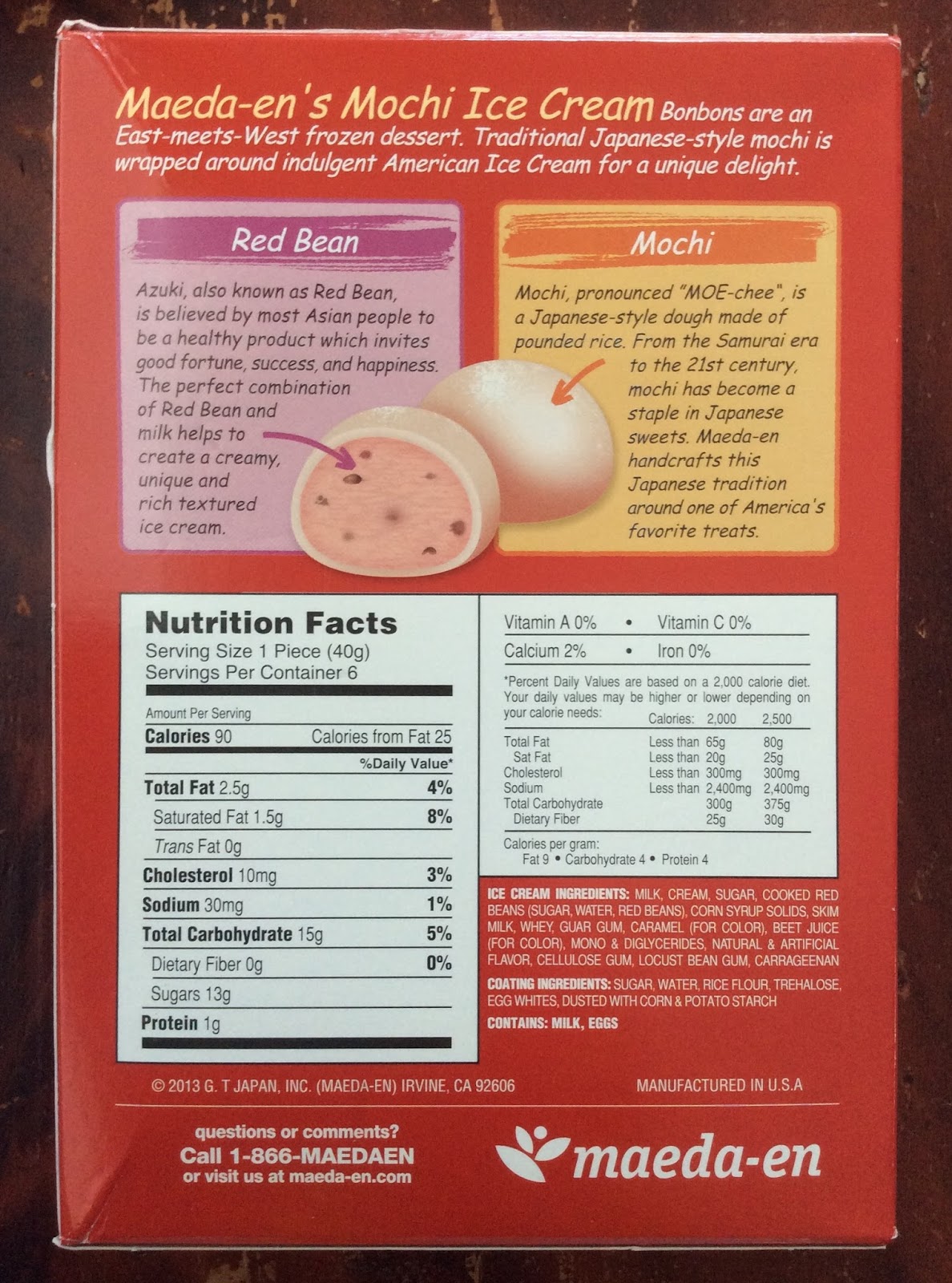 mochi red bean calories